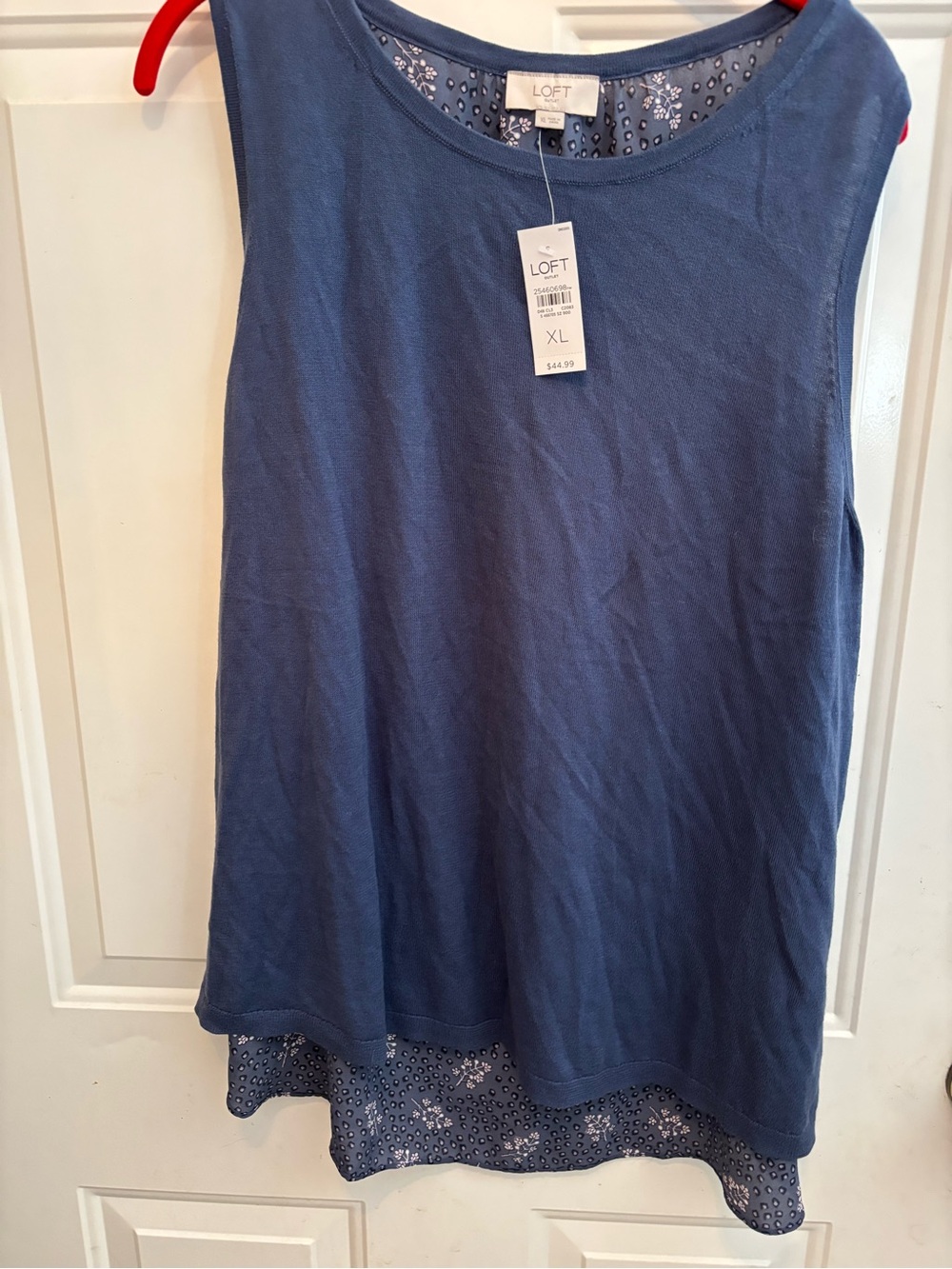 LOFT Blue Layered Eyelet Hem Tank Top